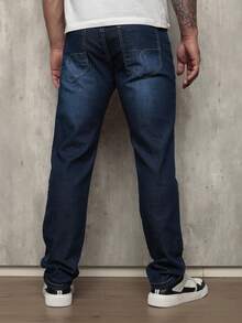 Men's Skinny Jeans With Elastane - Dark Wash - View 5