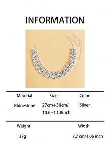 Multi-Layer Asymmetrical Crystal Necklace, Bridal Wedding Jewelry Accessory - Silver - View 5