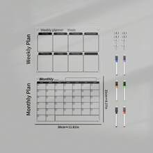 1pc Magnetic Acrylic Dry Erase Board (6 Whiteboard Markers Included), Magnetic Transparent Hanging Calendar Memo Board, Home Planning Display Board, Erasable Magnetic Glass Writing Board - I - View 16