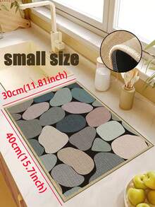 3.5毫米厚橡胶亚麻厨房地垫，多色石纹马赛克风格吸水厨房地毯，包边设计防止脱皮，吸水易清洁，亚麻表面中间填充海绵，底部为橡胶材质，适用于厨房、浴室、洗衣房、走廊、客厅等场所。 - 彩色 - 查看 16
