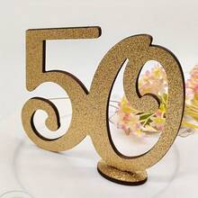 1pc Shiny Gold Number "50" Desk Plaque, Elegantly Designed And Crafted, Versatile For 50th Anniversary, Birthday Or Milestone Celebrations To Infuse Golden Charm. The Multifunctional Nature Of This "50" Desk Plaque Is Another Key Feature. - View 8
