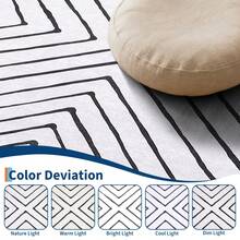 1Pcs Home Decor Large White/Black Area Rug For Living Room Modern Washable Rug Farmhouse Non Slip Non Shedding Throw Rugs Low Pile Stain Resistant Indoor Carpet For Bedroom Office Dining Room Runner For Enteryway Hallway - 灰黑色 - 查看 6