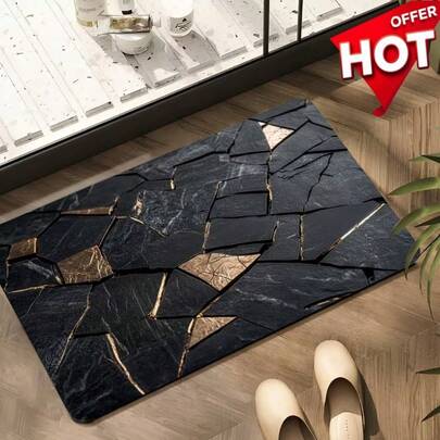 1 件装超强吸水硅藻土浴室垫，奢华黑金大理石纹理，防滑速干，适用于浴室、厨房、客厅、咖啡馆、酒吧、花园等场所，是个人护理的理想之选，也是馈赠佳品。