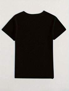 Cat Mom Paw Print Design Summer Short Sleeve T Shirt - 黑色 - 查看 3