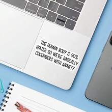 1 Peça Adesivo de Ansiedade Engraçado, Decalque Vinil de Corpo Humano 90% Água para Laptop, Adesivo de Garrafa de Água com Pepinos Ansiosos, Adesivo de Computador Engraçado Descascável e Colável, Decalque de Humor Científico para Copo, Vinil Alegre para Diversão, Presente Perfeito para Fãs de Ansiedade, Design Durável e À Prova d'Água para Laptop, Garrafa de Água, Copo, Ótima Escolha para Autoironia Científica e Risadas - Multicolorido - Visão 5