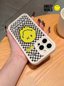 1pc Shock-Proof TPU Material Full Coverage Phone Case, High-Definition UV Printing, Smiley World Yellow Smile Face & Letter Pattern, Compatible With IPhone 16, 15, 14, 13, 12, 11 Pro Max Series - Multicolor - View 5