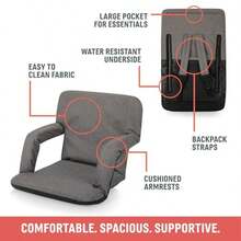 sillas de playaONIVA - una Marca de Picnic Time - Asiento reclinable Ventura con Soporte Trasero Asiento blanqueador - Colección Waves - Ver 7