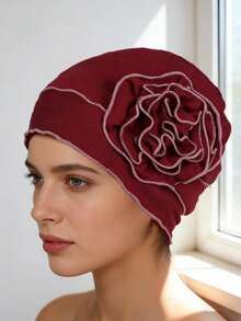 1pc Women's Large Floral Elastic Headband Hat, Versatile Basic Cap, Women's Chemo Hat - Multicolor - View 2