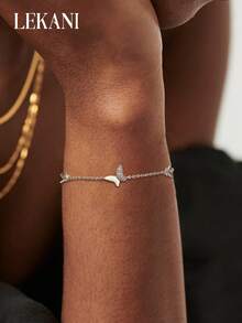 1pc S925 Sterling Silver Butterfly Zirconia Bracelet, Elegant Jewelry Accessory For Women, Spring/Summer, Gift For Mother/Girlfriend - Silver - View 2