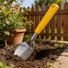 Pequeña paleta de deshierbe de 9 pulgadas con borde dentado, paleta de acero inoxidable para excavar, plantar y aflojar plantas - Ver 8