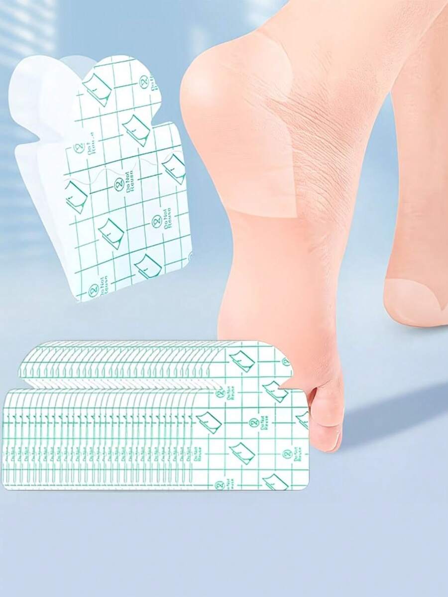 30 piezas de parches hidratantes y transpirables para talones, adecuados para talones agrietados, pegatinas de cuidado de los pies amigables con la piel