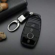 1 chiếc ốp móc chìa khóa bằng silicon giả sợi carbon, phù hợp với các dòng xe A-Class, C-Class, E-Class, S-Class, CLS (2017-2024) - Cao su mềm sợi carbon - Xem 13