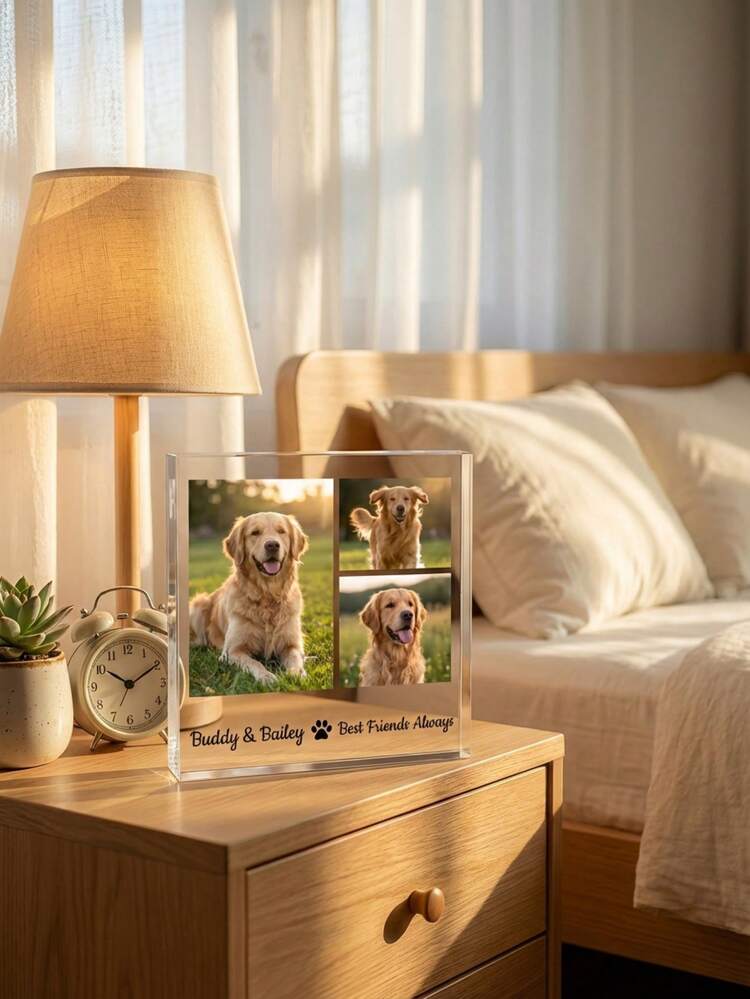1pc Customized Pet Memorial Plaque, Personalized Pet Memorial Gift, Remembering Departed Pets, Mourning Decor, Pet Loss Grief Gift - Multicolor - View 3