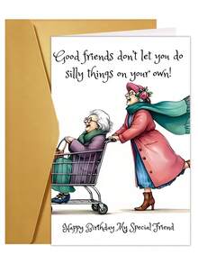 1pc Interesting Friendship Encouragement Card With Envelope - "Good Friends Won't Let You Do Stupid Things Alone!" - Birthday, Valentine's Day - A Card Full Of Happiness, Friendship Card | Playful Design |Birthday Card - Sets - View 11