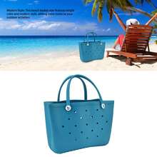 Bolsa de playa duradera y segura Material EVA multifuncional ahorro de espacio portátil diseño de agujero redondo bolsa de playa grande - Azul - Ver 3