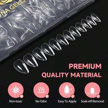 UNA GELLA Short Almond Nail Tips, 504PCS Long Lasting Short Almond Soft Gel Full Cover Nails Tips False Nails Acrylic Gelly Tips Acrylic Nail Extensions Press On Nails, 12 Sizes - 短杏仁 - 查看 6