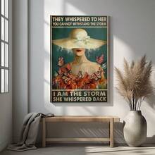 2D Flat, Posters & Prints 1Pc Framed Wall Art Women's Power, Butterflies And Roses, Vintage Art Style Canvas Poster Paintings Ideal Gift For Living Room Bedroom Corridor Wall Decor Room Decoration Ready To Hang - 印花 - 查看 5