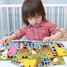 12/18/24/30张儿童趣味表情贴纸，6种不同的卡通农场动物图案，适合儿童生日派对，可用于手工制作、男孩派对礼物、农场动物贴纸 - 彩色 - 查看 20