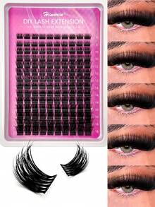 Hinarin 140 Pcs D Curl Lash Cluster Fluffy Cluster Lash Extensions Volume 0.07mm Curly Wispy DIY Mink Eyelash Extensions 8-18mm Mixed Tray Makeup Tools Personal Lash Extensions Suitable For Daily Makeup And Role Play False Eyelashes Fake Lashes - D - View 2