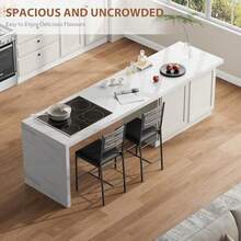 Juego de 2 taburetes de madera, silla de bar tapizada de piel sintética con respaldo y reposapiés y cojín grueso, taburetes de bar con altura de mostrador para apartamentos de cocina - Gris - Ver 4