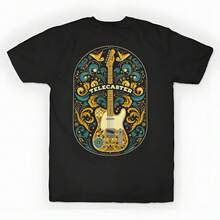 Cotton Oversized Printed-Shirt Unisex, Solid Black Casual Graphic Tee, Summer Essential Layering Top, S-3XL  Telecaster, Guitar - Telecast - màu đen - Xem 1