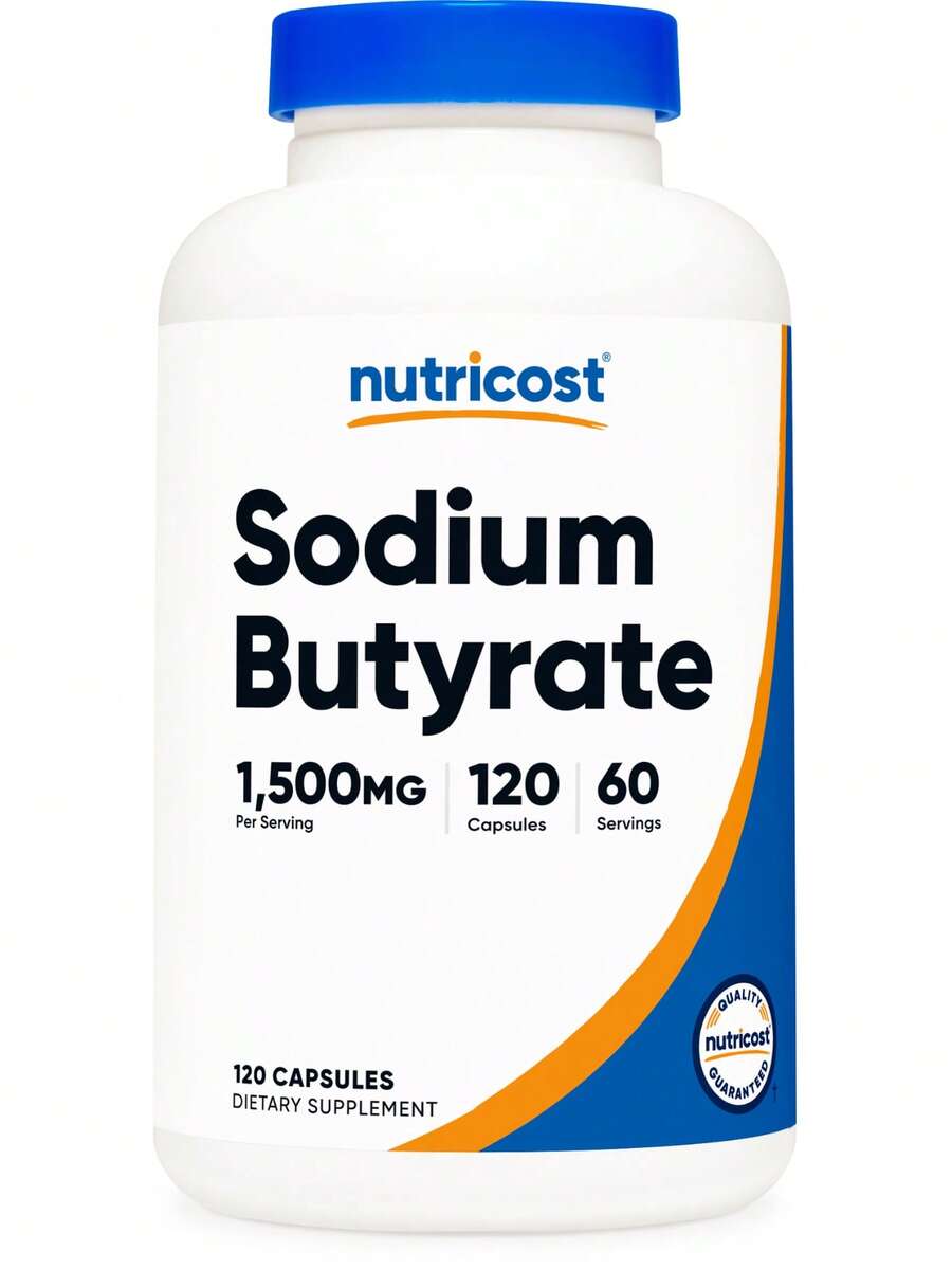 Nutricost Sodium Butyrate 1,500mg Per Serving, 120 Capsules For 60 Servings Per Bottle - Provides 1,200mg Of Butyric Acid, Vegan, GMO-Free, Gluten-Free - 120 Đếm - Xem 1