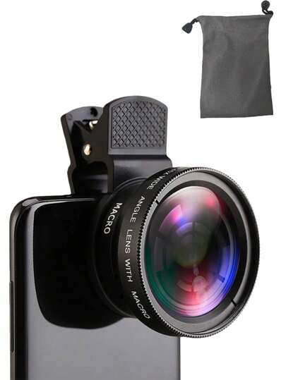 0.45X Wide Angle Lens And 12.5X Macro Lens, Clip-On Smartphone Camera Lens Kit, Suitable For IOS And Android Smartphones & Tablets, Ideal For Creative Summer Travel Photography Accessories