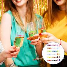 24PCS Glass Charms, Silicone Retractable Glass Markers Drinks, Bar And Oval Wine Glasses Marker Charms, Glasse, Beer Bottles, Mugs, Jars, Cocktail Glasse, Multicolor - 最初的 - 查看 6