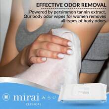 Mirai Clinical'S Deodorizing Body Wipes For Women &Amp; Men - Cleansing &Amp; Refreshing Deodorant Wipes Women &Amp; Men Love - Fights Nonenal Body Odor - For Whole Body Usage - Unscented - 3 Packs - ColorA - 查看 4
