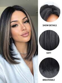 12英寸多色分缝波波头假发，女士假发，耐热合成假发，适合节日、旅行、化装舞会、派对、日常佩戴、音乐节、婚礼季、女孩节日礼物 - 彩色 - 查看 8