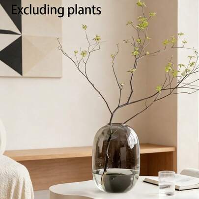 1个优雅装饰艺术风格玻璃圆柱花瓶 - 透明圆形花瓶，装饰花瓶，适用于客厅、办公室和婚礼装饰，花瓶装饰，玻璃水培花瓶