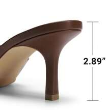 2026 New Summer Style Women Kitten Heel Mule Sandals, Casual Open Toe Slip-On Heeled Sandals For Daily, Dressy & Casual Occasions - màu nâu - Xem 8