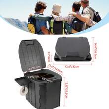 Cepasei Camping Toilet, Portable Toilet For Adults, Portable Travel Folding Toilet With Lid And Paper Holder, Compact Potty For Car, Camp Toilet Portable Toilet For Camping, Hiking,Truck, RV, Beach - Black - View 3