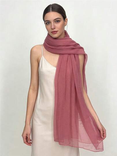 1pc Solid Color Versatile Classic Beach Travel Photo Shoot Date Gift Sunscreen Headscarf Shawl For Women, Spring/Summer New Arrival