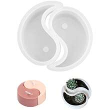 2件套阴阳太极蜡烛模具，石膏模具，花盆模具，阴阳硅胶模具，创意树脂浇铸模具，适用于手工烛台、肥皂、家居装饰香氛硅胶模具 - A-2PCS - 查看 11