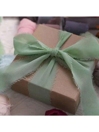 1Roll 4*500cm Haze Blue Chiffon Ribbon, Wedding Birthday Party Christmas Gift Decorative Packaging Ribbon, Party Favor, Birthday Gift