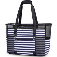 NEWHEY Extra-Large Foldable Waterproof Beach Bag, Handheld Tote Bag, Zippered Handbag, Suitable For Vacation, Swimming Pool, Picnic - Black - Multicolor - View 12