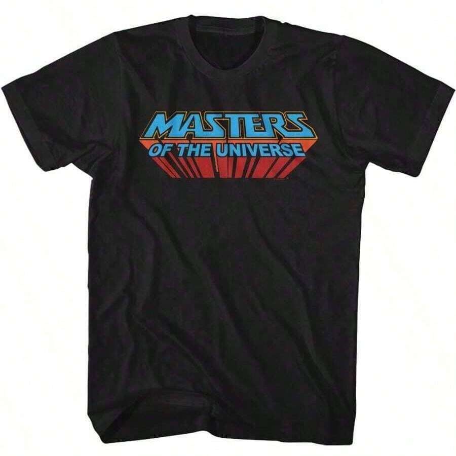 He-Man Red Orange & Blue Cartoon Logo Men's T-Shirt - 黑色 - 查看 1