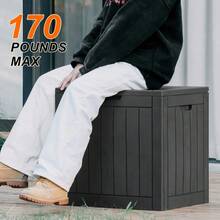 Large 31 Gallon Resin Deck Storage Box Outdoor Waterproof UV Resistant Garden Patio Furniture Container Wisteria Black - 1 - View 6