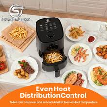 SUPERLEX 1000W Air Fryer 2.5L, 8-In-1 Multi-Function Cooking Oven, Non-Stick Coating Design Of The Inner Pot, Overheat & Auto Power-Off Protection, Equipped With Timer Function, Suitable For Kitchen And Travel Barbecue, Fried Chicken, French Fries - Black - View 8