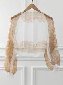 1pc Cashew Silk Ultra-Thin Sunscreen Shawl, Polyester Fiber - Multicolor - View 2