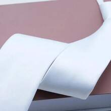 39BD Corbata elegante con cremalleras ajustables, color blanco sólido, para boda y oficina HCRU - Cremallera para darle estilo - Ver 5