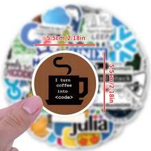 61张编程主题乙烯基贴纸，美观实用，适用于剪贴簿、日记本、保险杠、滑板、水瓶、头盔、水杯、汽车贴纸等。 - 隨機 - 查看 2