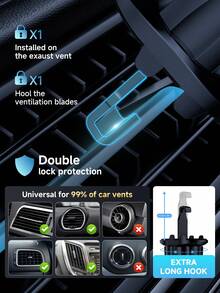 TKZJ免提式车载出风口手机支架 | 自动夹紧式通用车载手机导航支架 - 黑色 - 查看 6