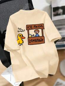 Camiseta con estampado de pato y puesto de limonada para niño preadolescente, de tela suave y cómoda, adecuada para deportes al aire libre, uso casual, ropa urbana, atuendo escolar, tops de moda para niños en primavera/verano - Albaricoque - Ver 4