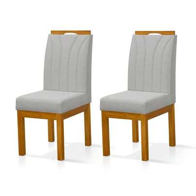 DoceLar Store Conjunto 2 Cadeiras Blend em Linho com Pés de Madeira Maciça