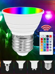 E27/E26 LED灯泡 E14射灯 GU10吸顶灯 MR16吊灯灯泡 GU5.3 带遥控器 可调光 彩色氛围灯 15种颜色 4种动态模式 适用于家庭客厅 卧室 音乐派对装饰 霓虹灯照明 RGBW/RGBWW 透明/乳白色灯罩 - RGB LED Bulb With Remote Control - 查看 2