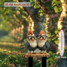 2D平面，1个2D经典公鸡亚克力花园标牌，适用于庭院、草坪、花坛，无需用电，2D印刷，2D平面 - A - 查看 1