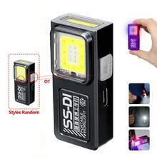 1 pieza Mini Linterna LED COB, Luz de trabajo recargable por USB-C brillante con clip, imán, resistente al agua para acampada, senderismo, lámpara de bolsillo portátil - multicolor - Ver 13