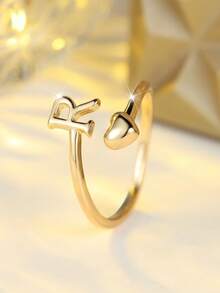 Tsnamer 14K Gold Plated Ring Waterproof Heart Letter Stackable Ring Gift For Women Girlfriend - Ring - View 8